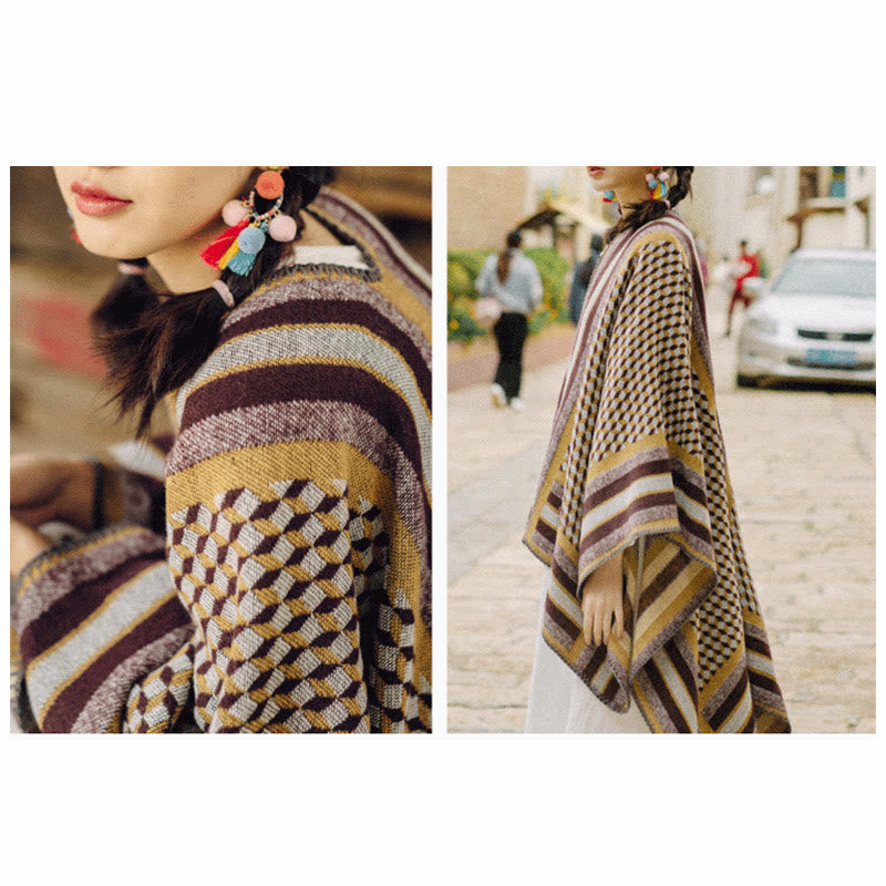 BWOOOH Tibetan Shawl Classic Pattern Winter Cozy Warm Tra