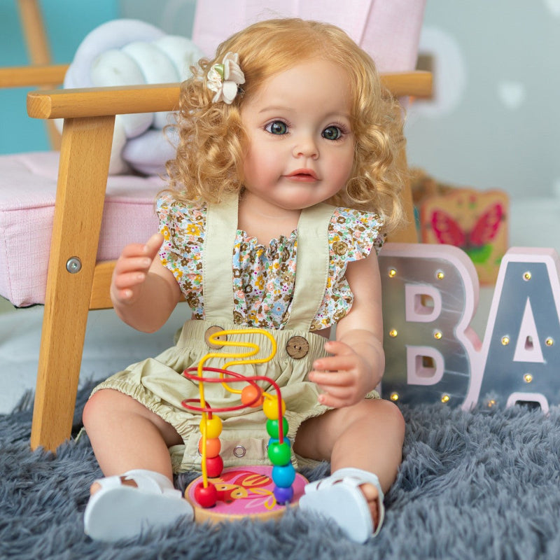 22-inch All-Silicone Realistic Rebirth Doll - Blonde Luna Style, Full Body Soft Silicone, Movable and Water-Suitable, Realistic and Cute Companion Doll