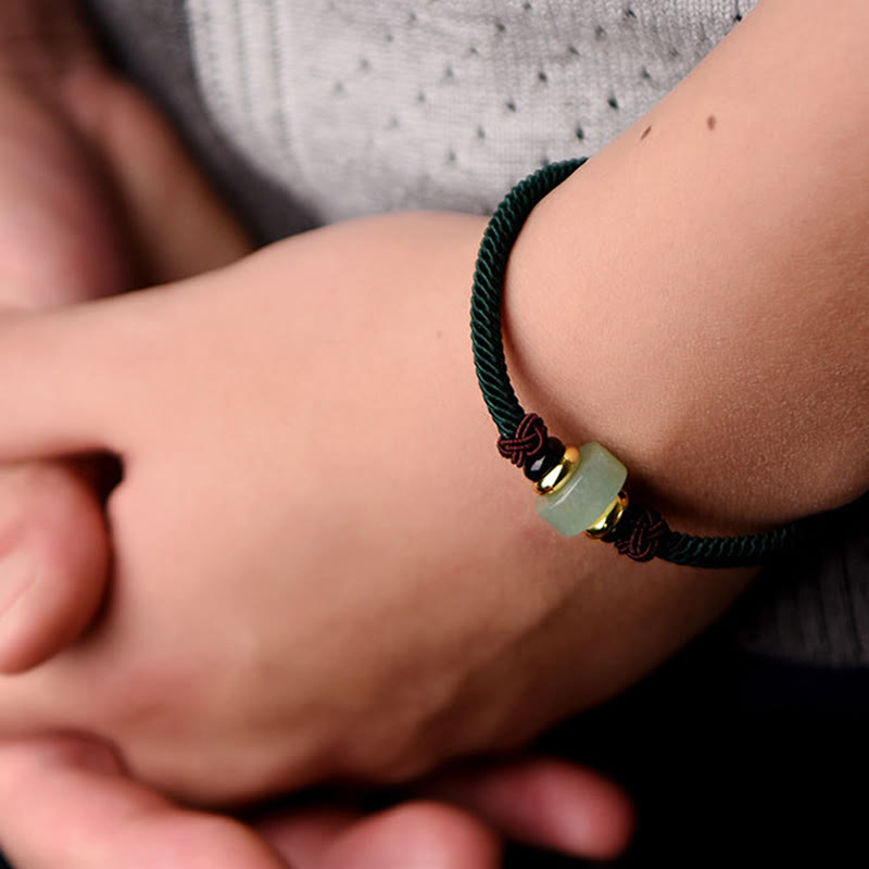BWOOOH Tibetan Green Aventurine Luck Braid String Bracelet  -  Green Aventurine Tibetan bracelet for spiritual healing and m...