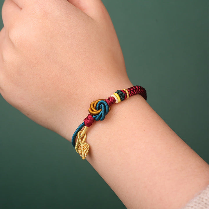 BWOOOH Tibetan Handmade Mandala Knot Leaf Luck Rope Bracelet