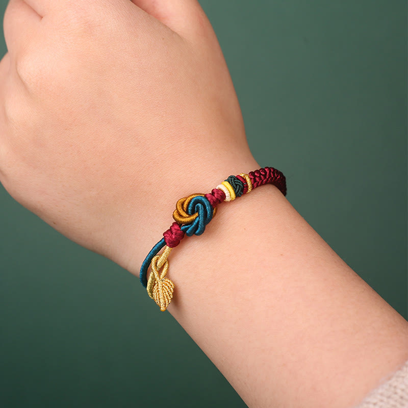 BWOOOH Tibetan Handmade Mandala Knot Leaf Luck Rope Bracelet