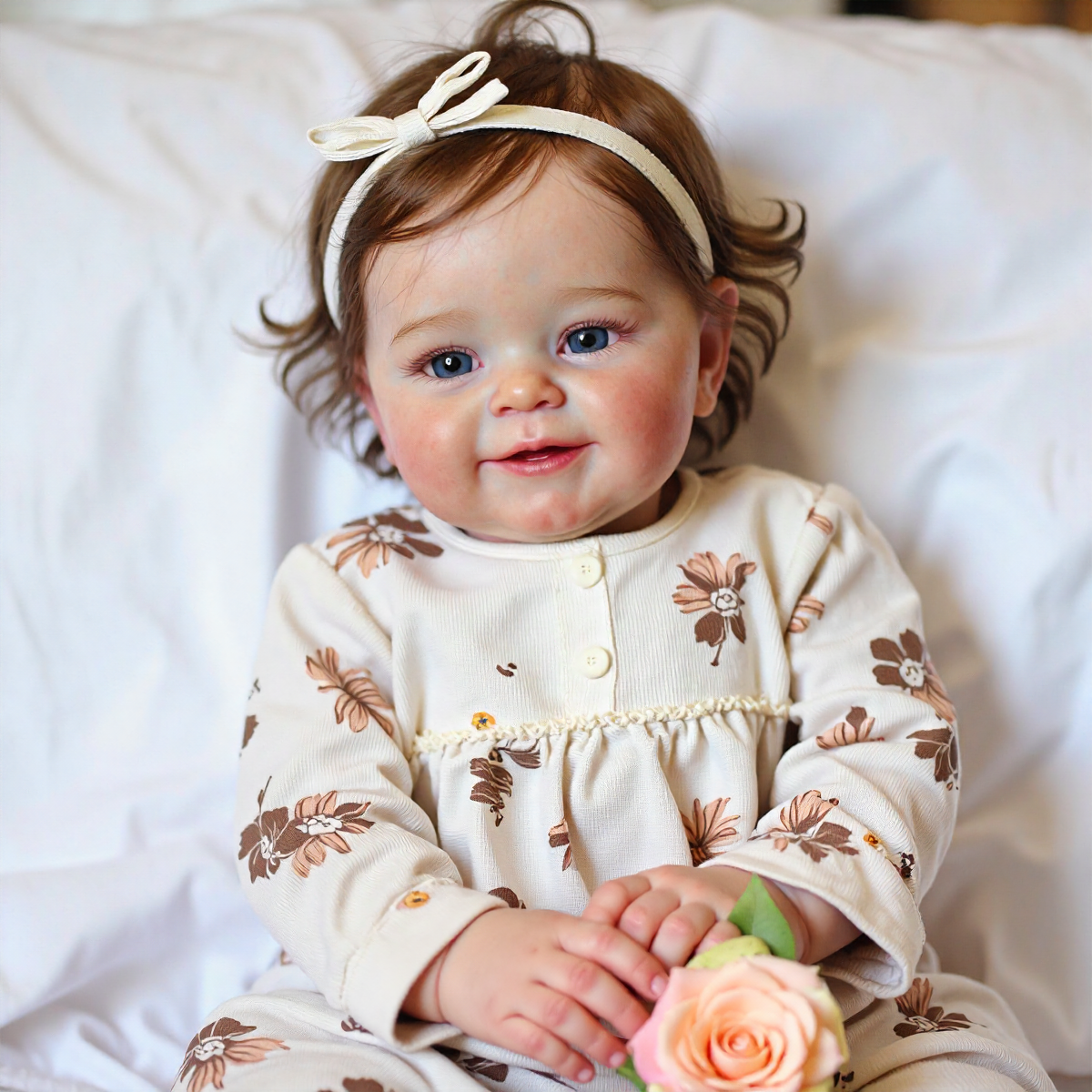 20" Reborn Toddler Realistic Baby Doll Girl Kezan with Brown Hair Special Gifts For Chirdren