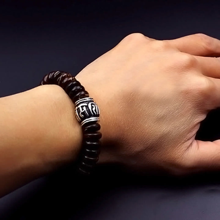 BWOOOH Natural Tibetan Coconut Shell Om Mani Padme Hum Positive Bracelet | spiritual healing bracelet