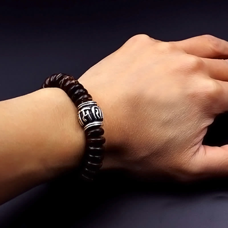 BWOOOH Natural Tibetan Coconut Shell Om Mani Padme Hum Positive Bracelet | spiritual healing bracelet
