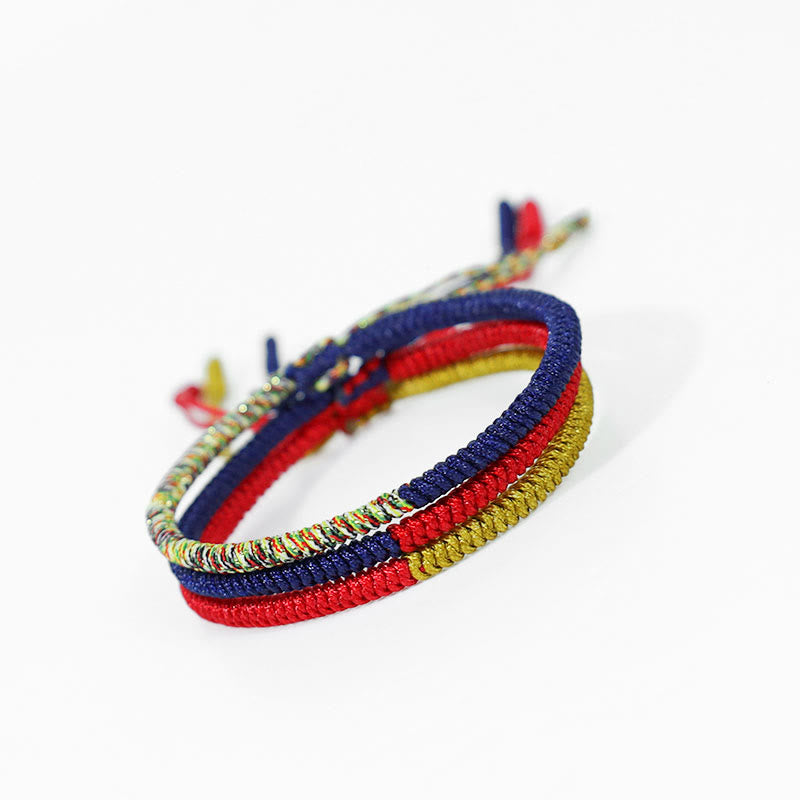 BWOOOH Tibet Handmade Multicolor King Kong Knot Faith Protection Braided Two-Color Stri | spiritual healing bracelet