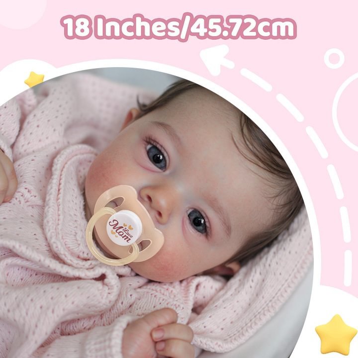 [Heartbeat Coos🔊 & Breath] 18" Real Lifelike Cute Awake Reborn Newborn Doll Named Alica with Brown Hair