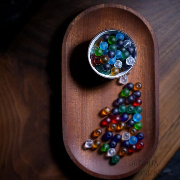 BWOOOH Tibetan 108 Mala Beads Multicolored Liuli Glass Bead Chinese Zodiac Nine Palaces Eight Diagrams Charm Bracelet