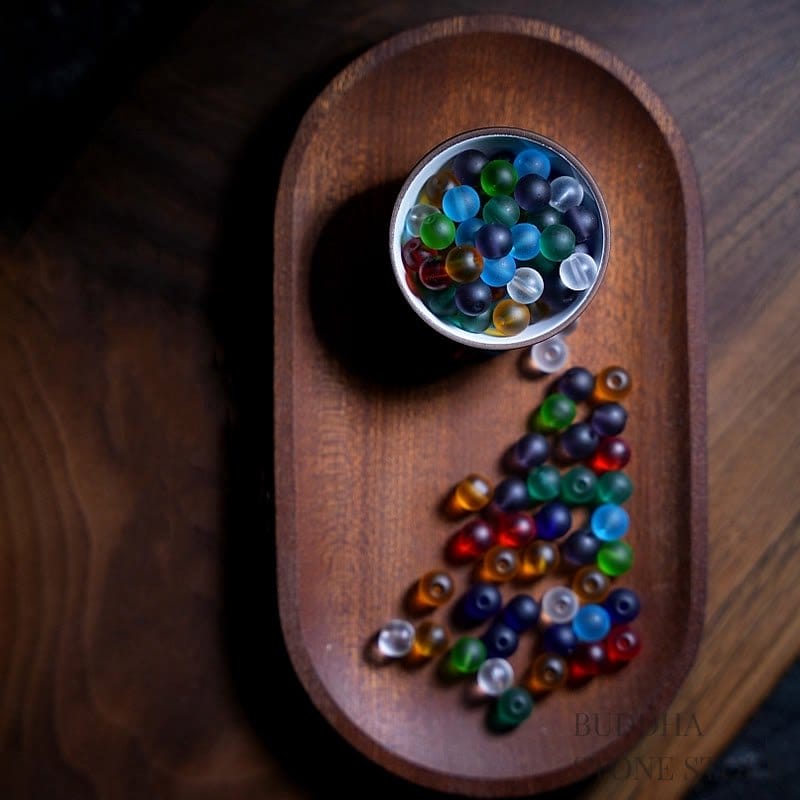 BWOOOH Tibetan 108 Mala Beads Multicolored Liuli Glass Bead Chinese Zodiac Nine Palaces Eight Diagrams Charm Bracelet