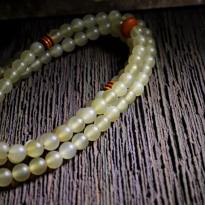BWOOOH 108 Mala Beads Tibet Sheep Horn Amber Luck Bracelet