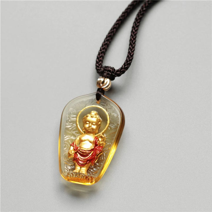 BWOOOH Tibetan Buddha Liuli Crystal Serenity Necklace Pendant