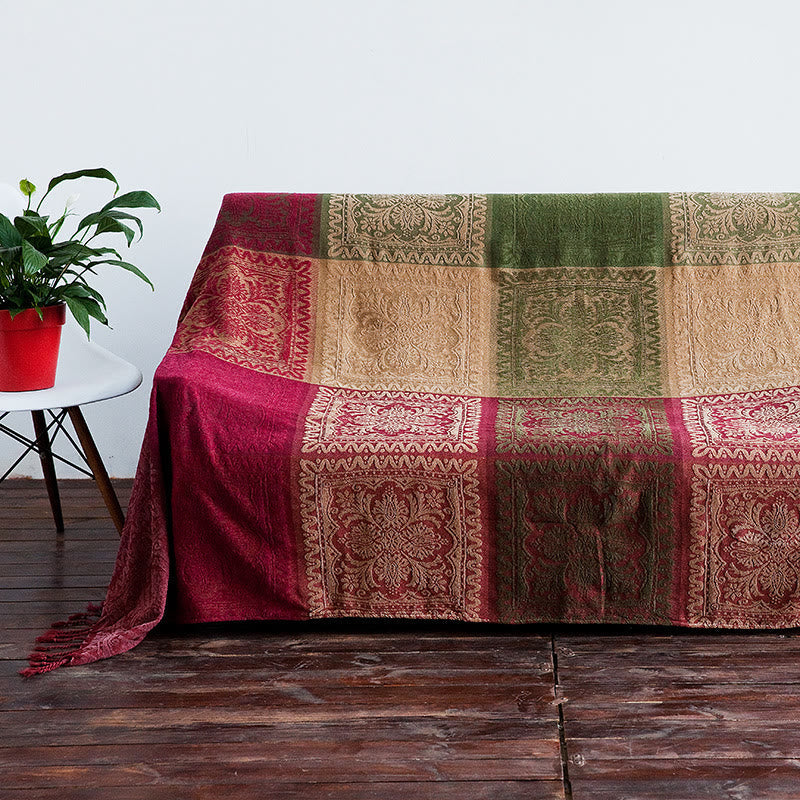BWOOOH Tibetan Multicolored Flower Pattern Hand-Dyed Blan