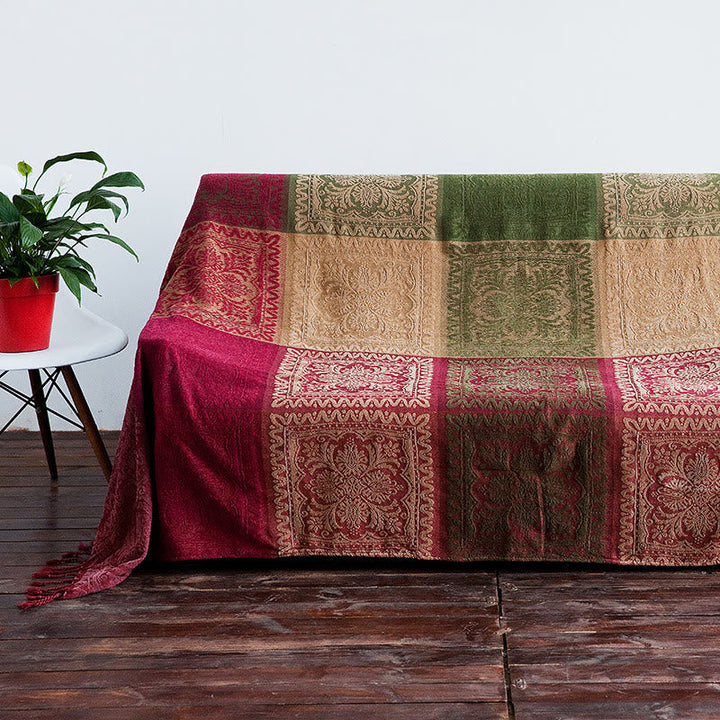BWOOOH Tibetan Multicolored Flower Pattern Hand-Dyed Blan