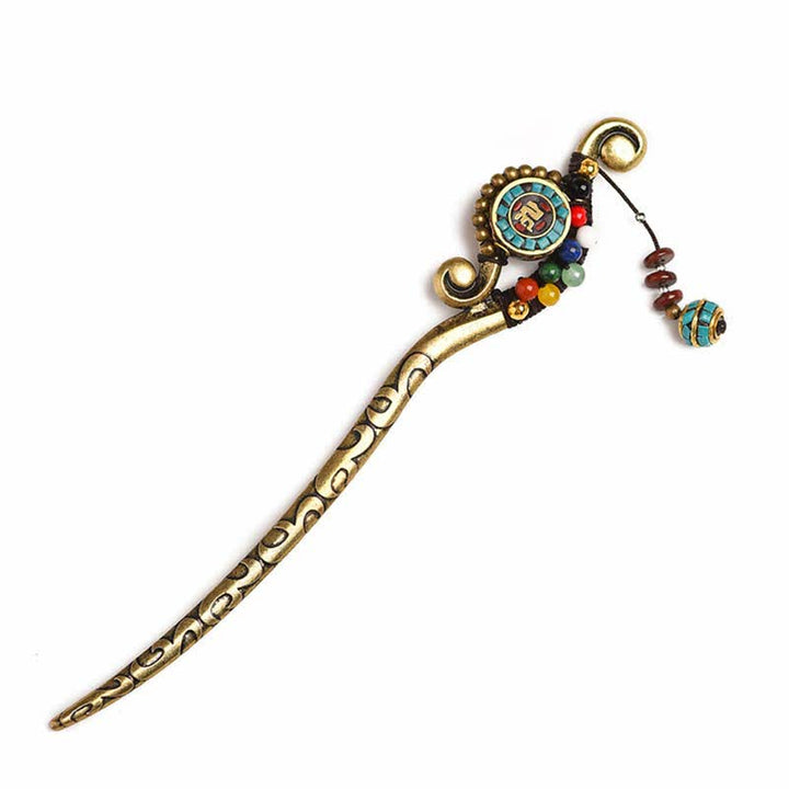 BWOOOH Tibetan Turquoise Agate Protection Hairpin Decorat