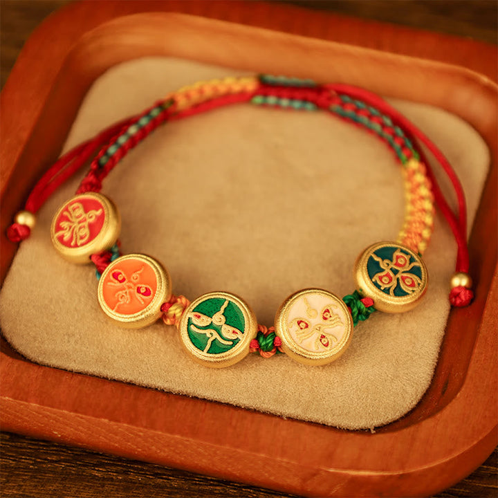 BWOOOH Tibetan Five God Of Wealth Colorful Rope Braided Luck Bracelet