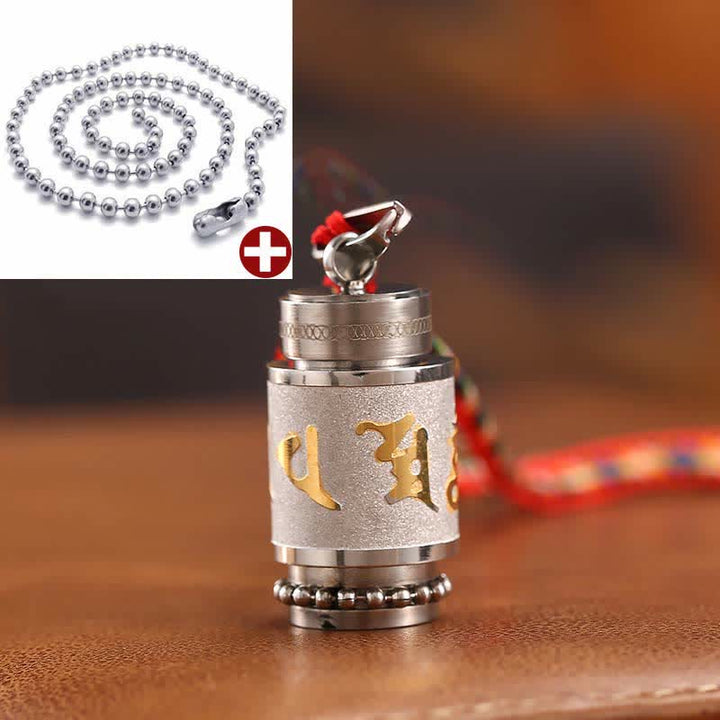 BWOOOH Tibet Om Mani Padme Hum Shurangama Mantra Titanium Steel Wisdom Amulet Necklace Pendant