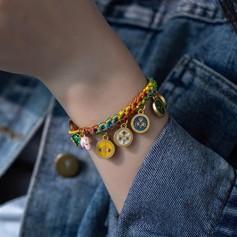 BWOOOH Tibetan Colorful Rope Five God Of Wealth Luck Braid Bracelet