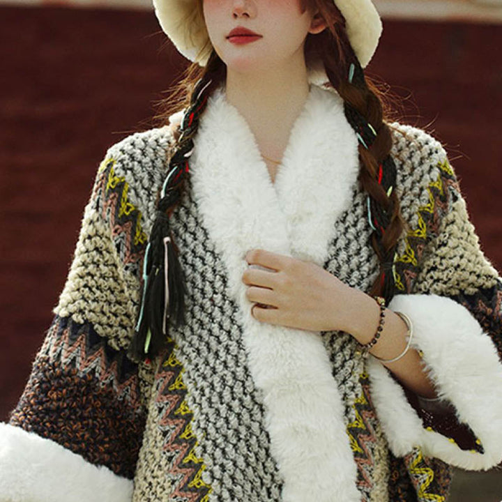 BWOOOH Tibetan Multicolored Striped Shawl Winter Cozy Tra