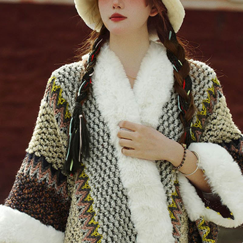 BWOOOH Tibetan Multicolored Striped Shawl Winter Cozy Tra
