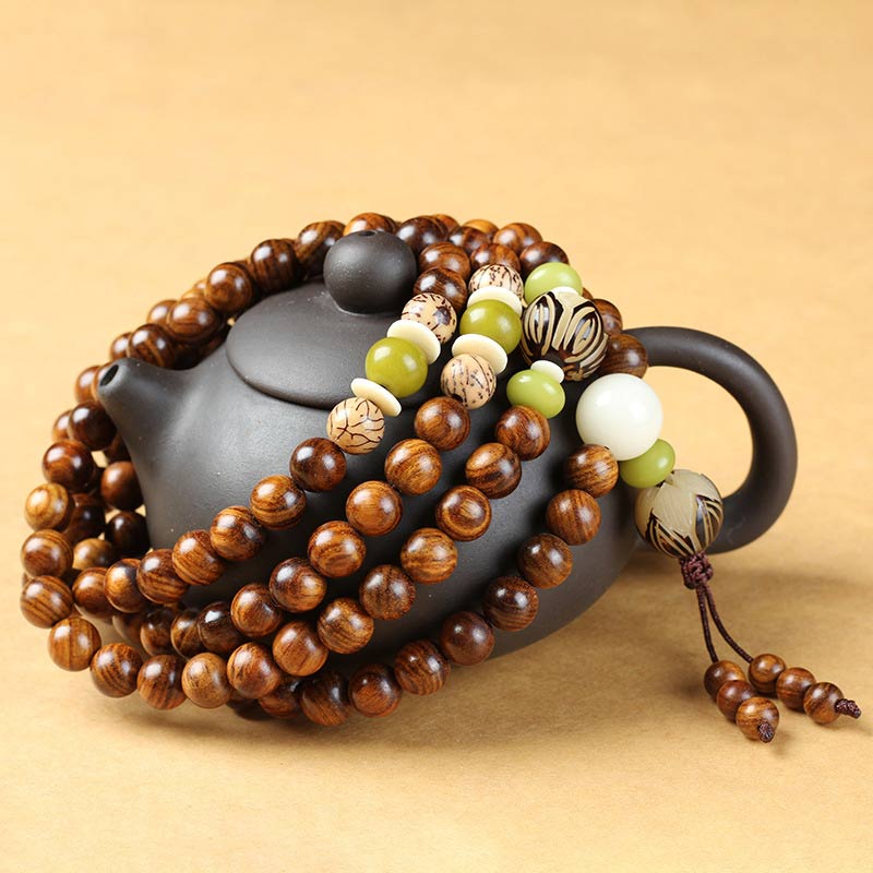 BWOOOH Tibetan Rosewood Mala Protection Calm Bracelet