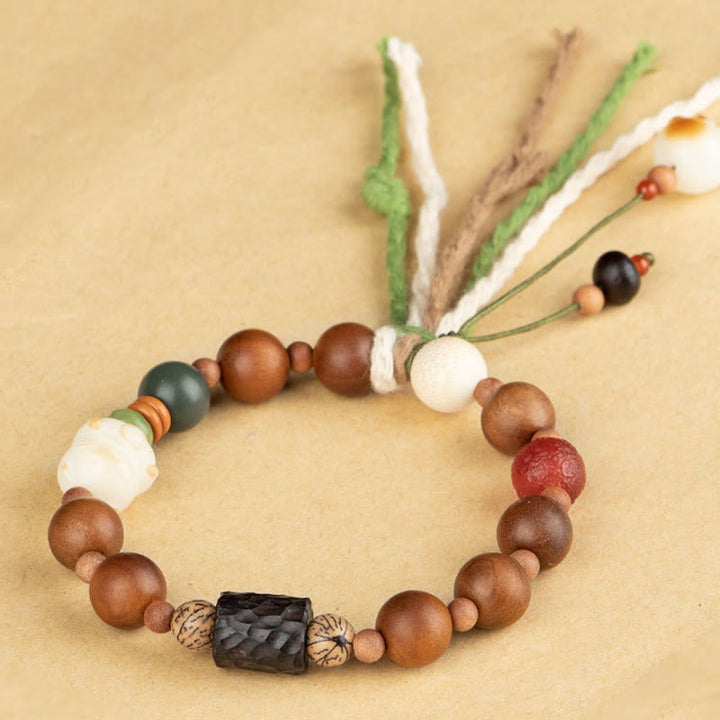 BWOOOH Lightning Strike Wood Bodhi Seed Cat Paw Claw Auspiciousness Protection Tassel Bracelet