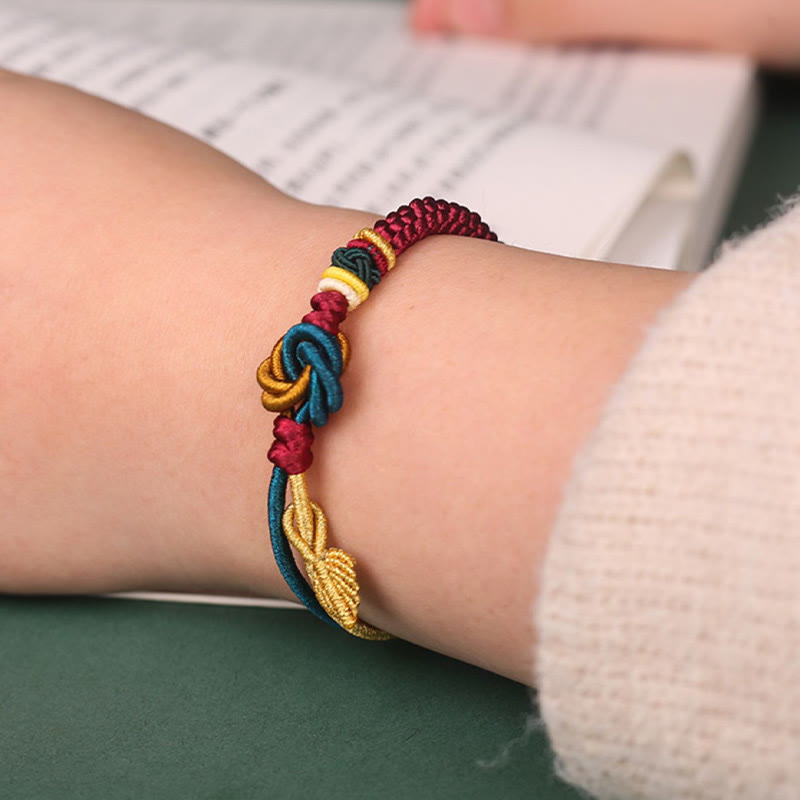 BWOOOH Tibetan Handmade Mandala Knot Leaf Luck Rope Bracelet