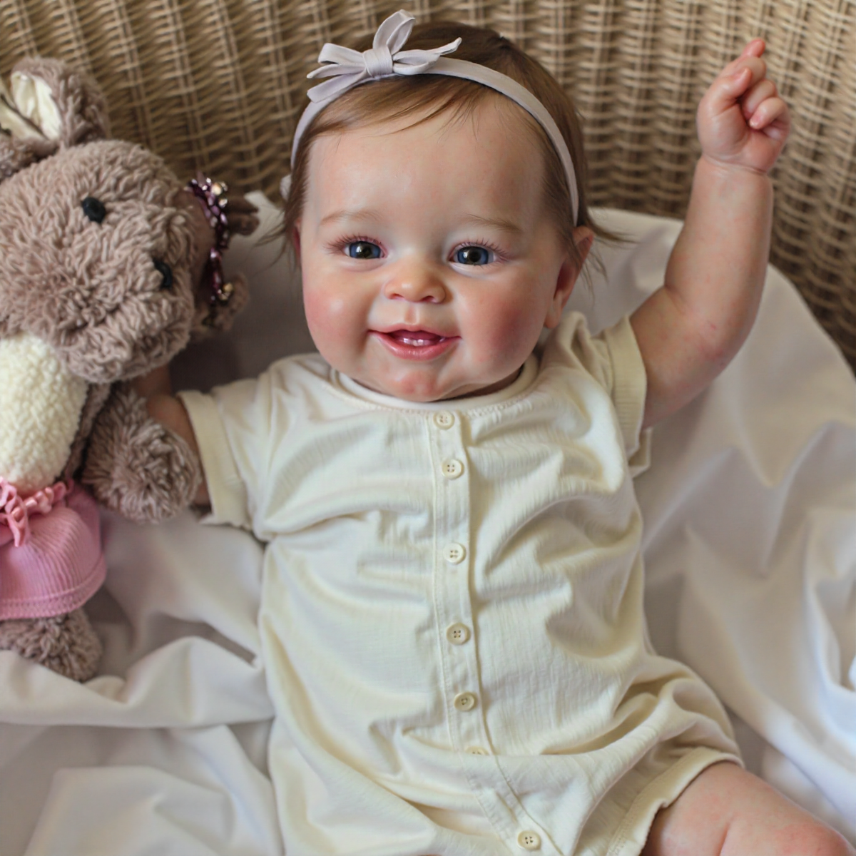 [3-7 Days Delivery][Heartbeat💖 & Sound🔊] 20" Handmade Reborn Baby Open Eyes Doll Reborn Baby Toddlers Girl Etema with Brown Hair