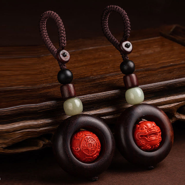 BWOOOH Tibet Om Mani Padme Hum PiXiu Copper Coin Small Leaf Red Sandalwood Cinnabar Pro | PiXiu