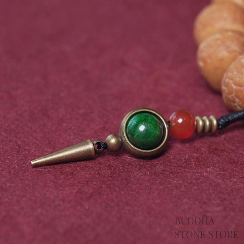 BWOOOH Tibet Bodhi Seed Dzi Bead Peace Charm Wrist Mala Bracelet
