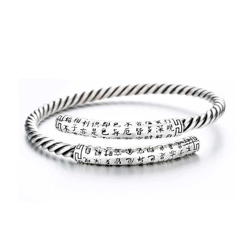 BWOOOH Retro Heart Sutra Twisted Design Pattern Balance Bracelet Bangle