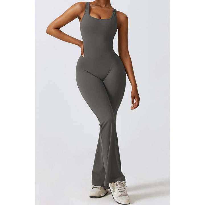 BWOOOH printed yoga pants - Women Workout Sleeveless Jumpsuit Flare 