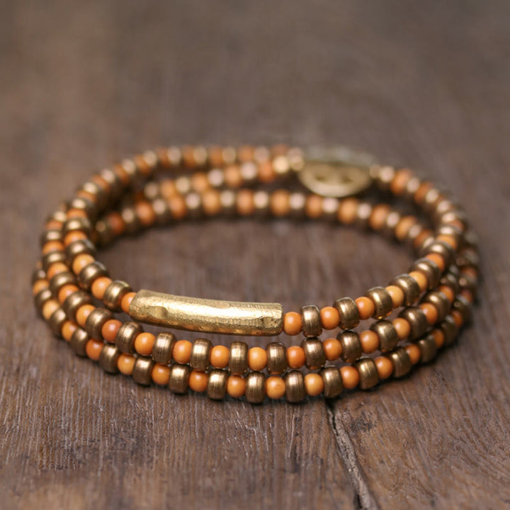 BWOOOH Retro Olive Pit Copper Wealth Bracelet