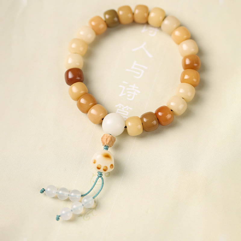 BWOOOH Natural Bodhi Seed The Lord of the Corpse Forest Om Mani Padme Hum Wisdom Bracelet
