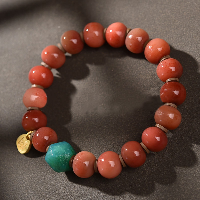 BWOOOH Tibetan Natural Camel Bone Dzi Bead Bodhi Seed Charm Luck Bracelet