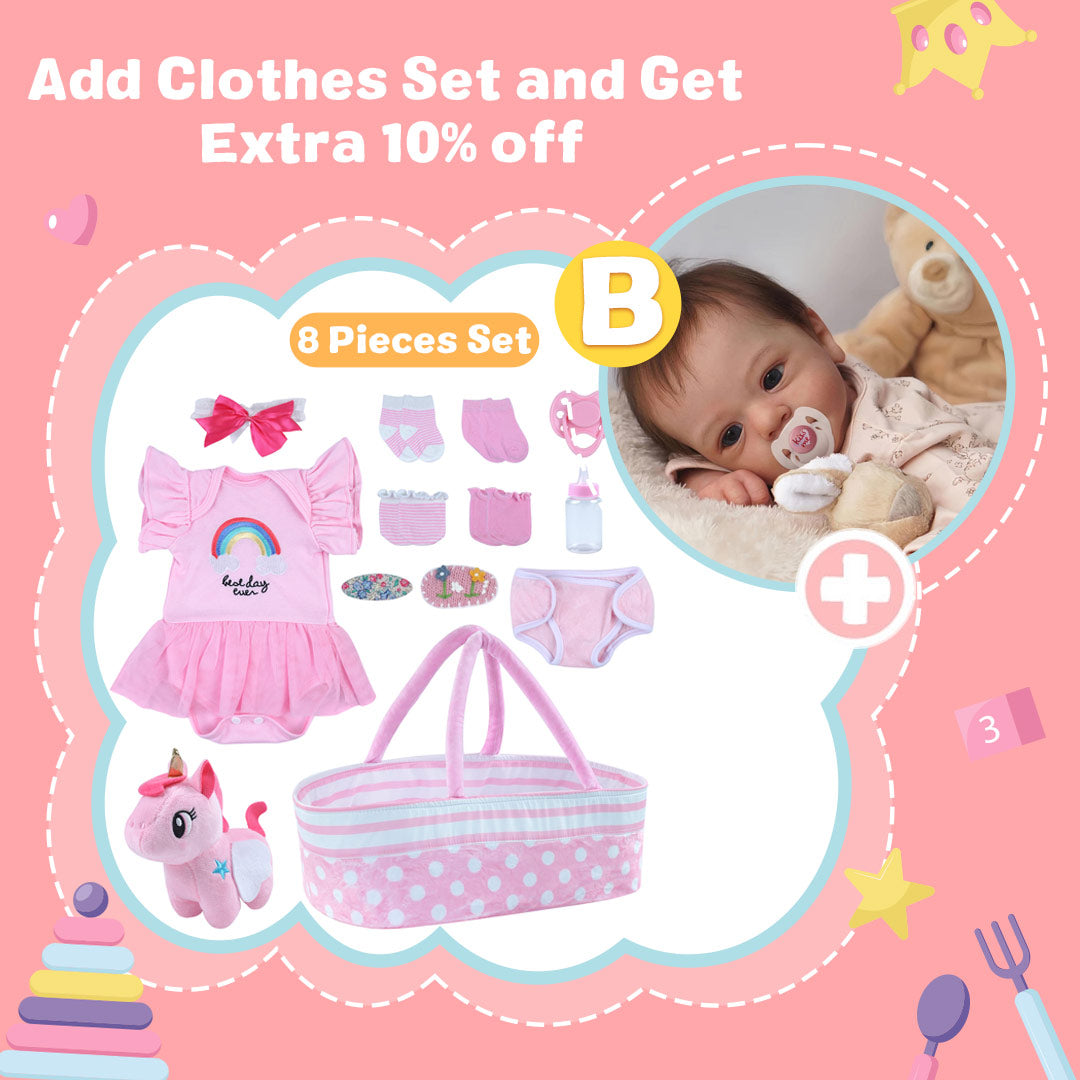 [New] 18" Cloth Body Reborn Baby Newborn Girl Doll Named Sinsda with Brown Hair with Heartbeat💖 & Sound🔊