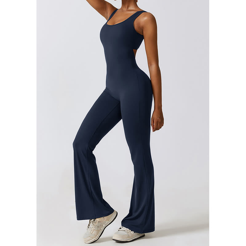 BWOOOH printed yoga pants - Women Workout Sleeveless Jumpsuit Flare 