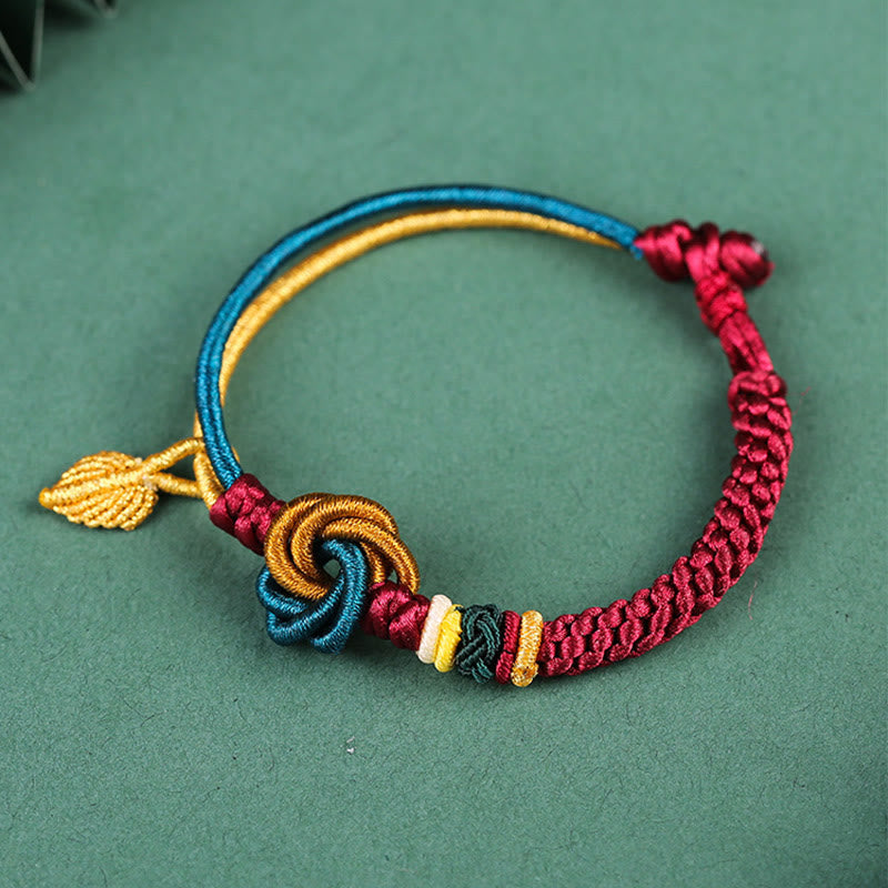 BWOOOH Tibetan Handmade Mandala Knot Leaf Luck Rope Bracelet