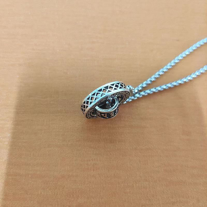 BWOOOH Tibetan Om Mani Padme Hum Carved Peace Purity Chain Necklace Pendant