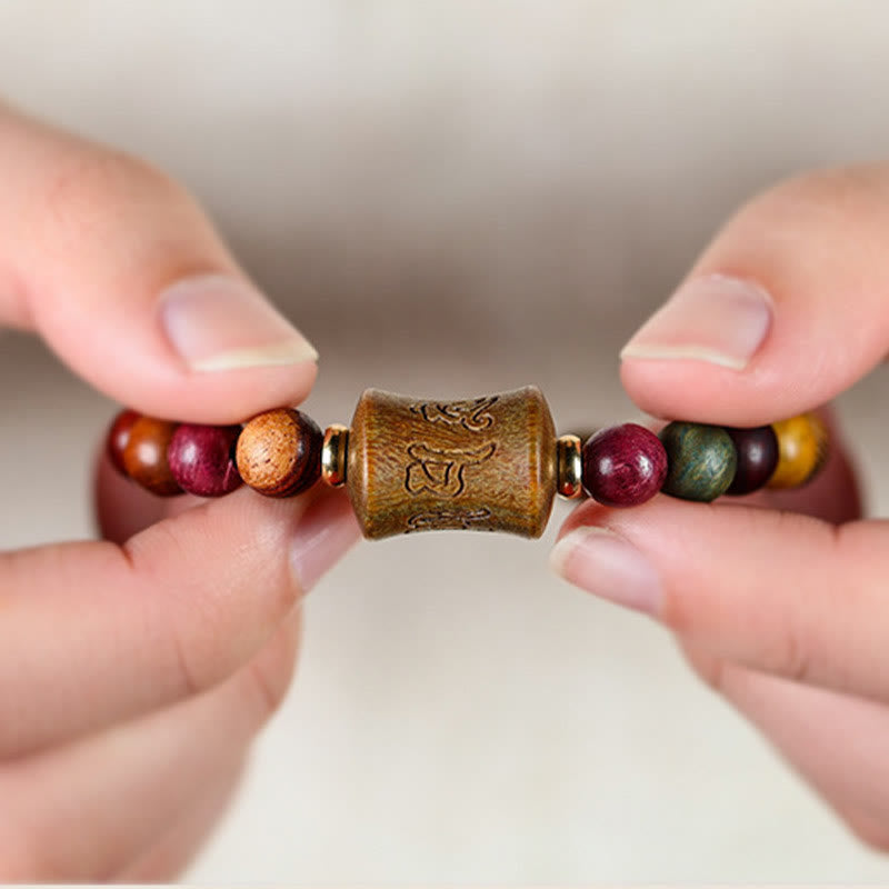 BWOOOH Tibet Multicolored Sandalwood Om Mani Padme Hum Protection Bracelet | spiritual healing bracelet