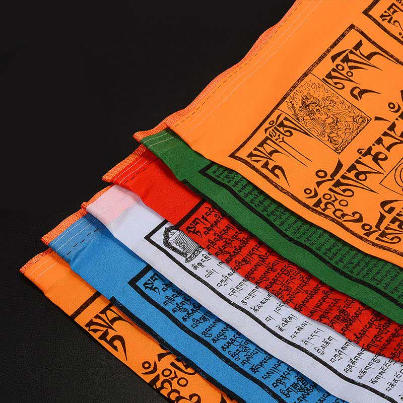 Buddha Stones Tibetan 5 Colors Windhorse Auspicious Outdoor 25 Pcs Prayer Flag