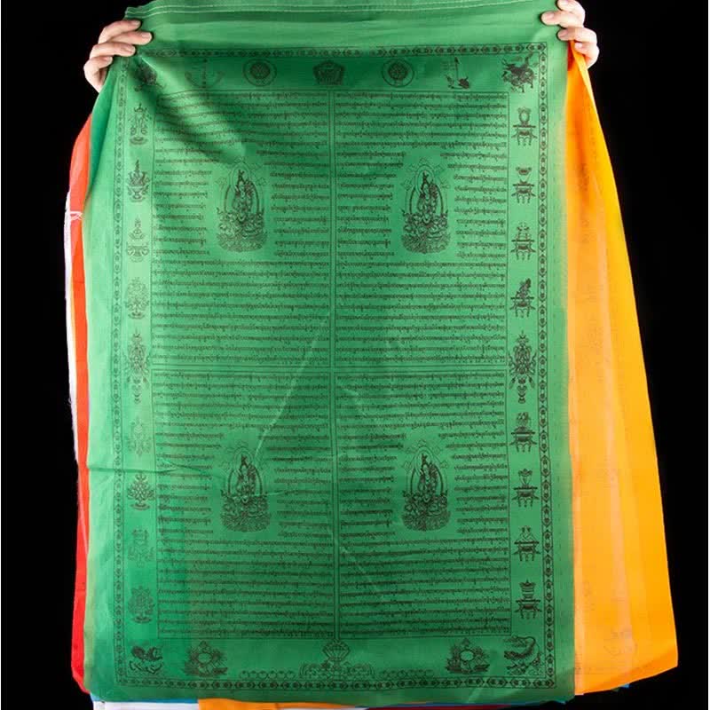 Buddha Stones Tibetan 5 Colors Windhorse Happiness Auspicious Outdoor Prayer Flag