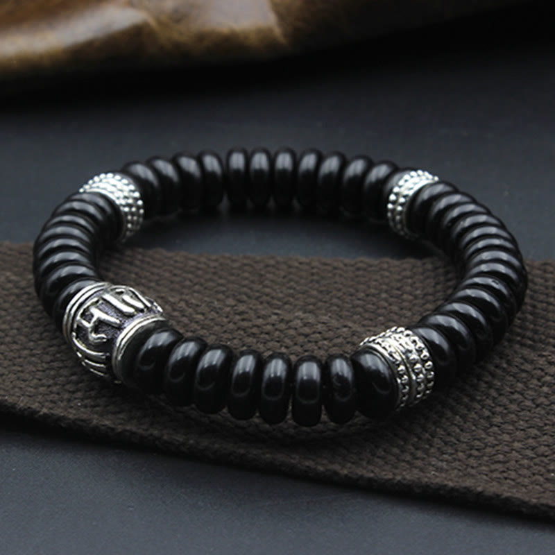 BWOOOH Natural Tibetan Coconut Shell Om Mani Padme Hum Positive Bracelet | spiritual healing bracelet