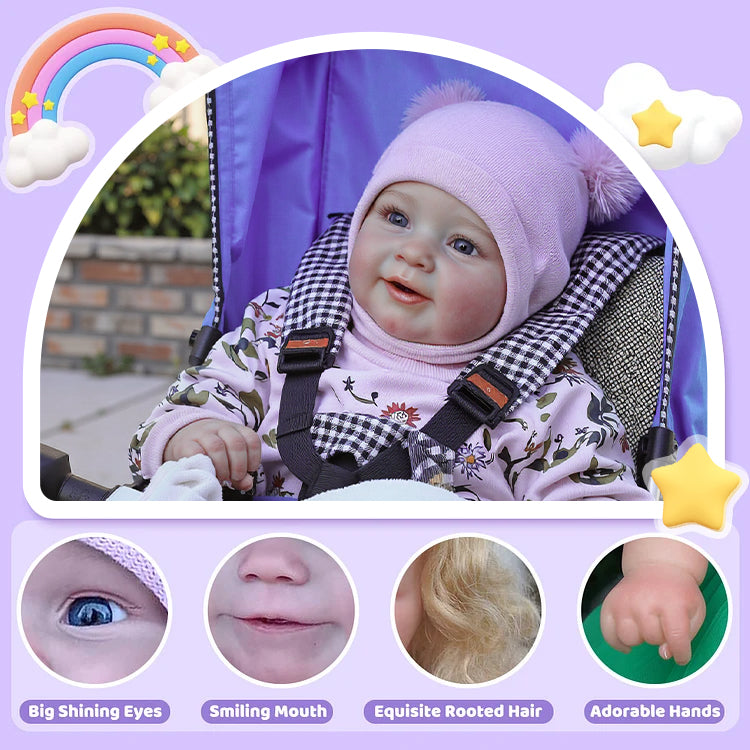 "Heartbeat" 20'' Reborn Doll Shop Hayden Awake Weighted Realistic and Lifelike Reborn Toddler Baby Girl Doll