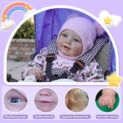 "Heartbeat" 20'' Reborn Doll Shop Hayden Awake Weighted Realistic and Lifelike Reborn Toddler Baby Girl Doll