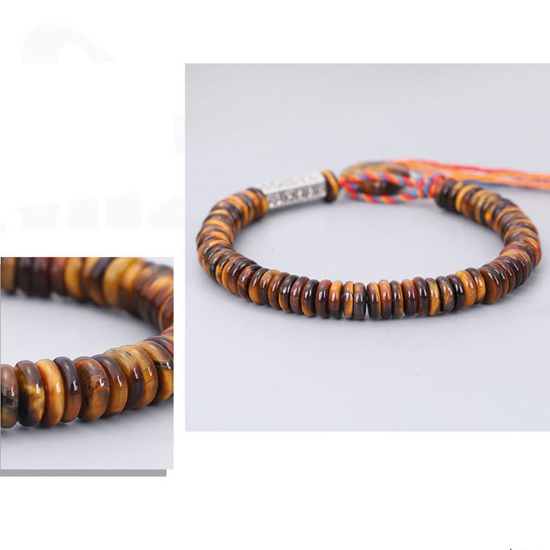 BWOOOH Tibetan Tiger Eye Om Mani Padme Hum Protection Power Bracelet