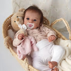 [New] 18" Cloth Body Reborn Baby Newborn Girl Doll Named Sinsda with Brown Hair with Heartbeat💖 & Sound🔊