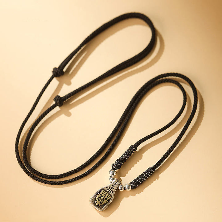 BWOOOH Tibetan 925 Sterling Silver Zakiram Goddess of Wealth Protection Rope Necklace Pendant
