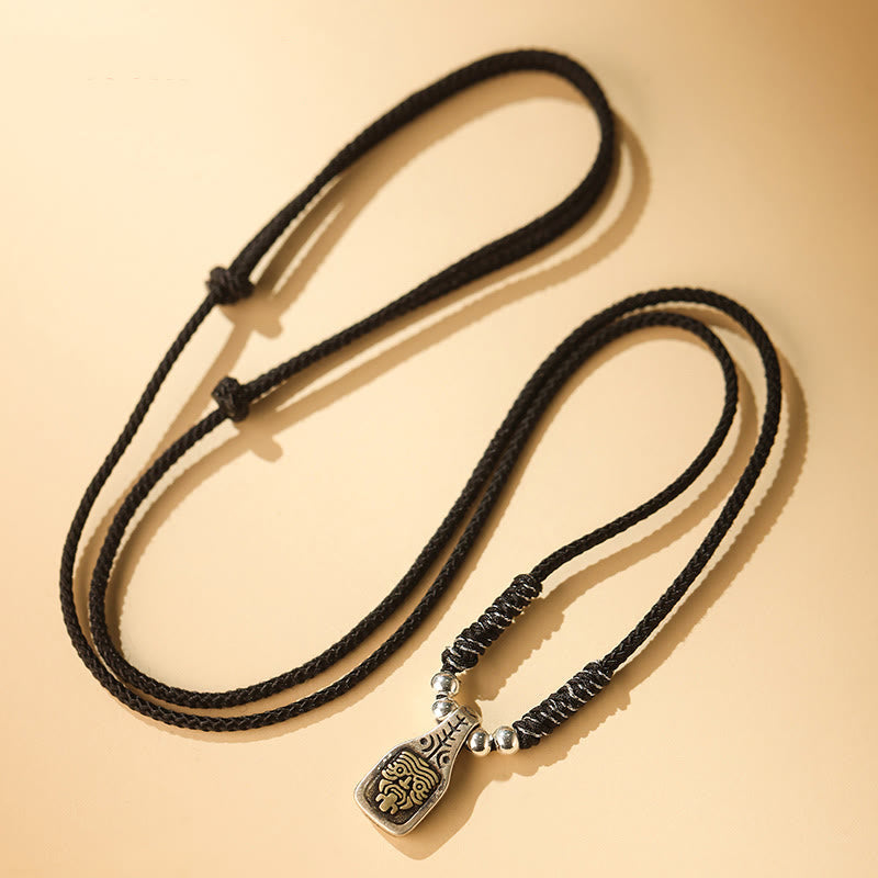 BWOOOH Tibetan 925 Sterling Silver Zakiram Goddess of Wealth Protection Rope Necklace Pendant