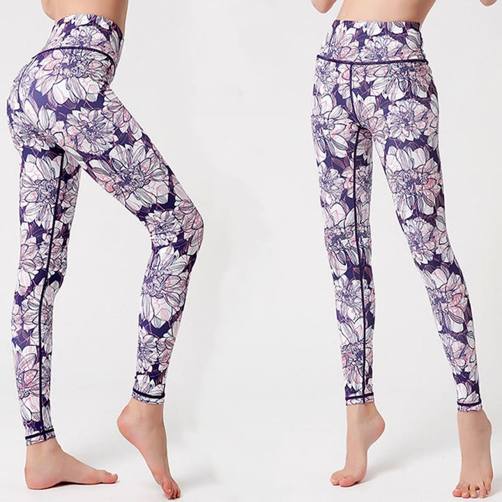 BWOOOH printed yoga leggings - Colorful Flower Petal Leaves Print Sport