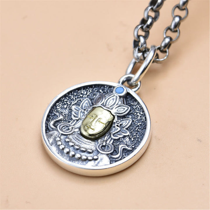 BWOOOH 925 Silver Green Tara Double Dorje Vajra Protection Necklace Pendant