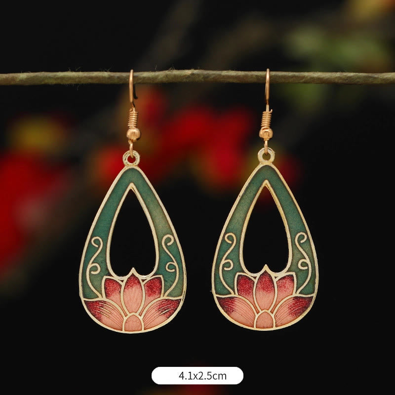 BWOOOH Lotus Butterfly Flower Alloy Copper Enlightenment Drop Earrings